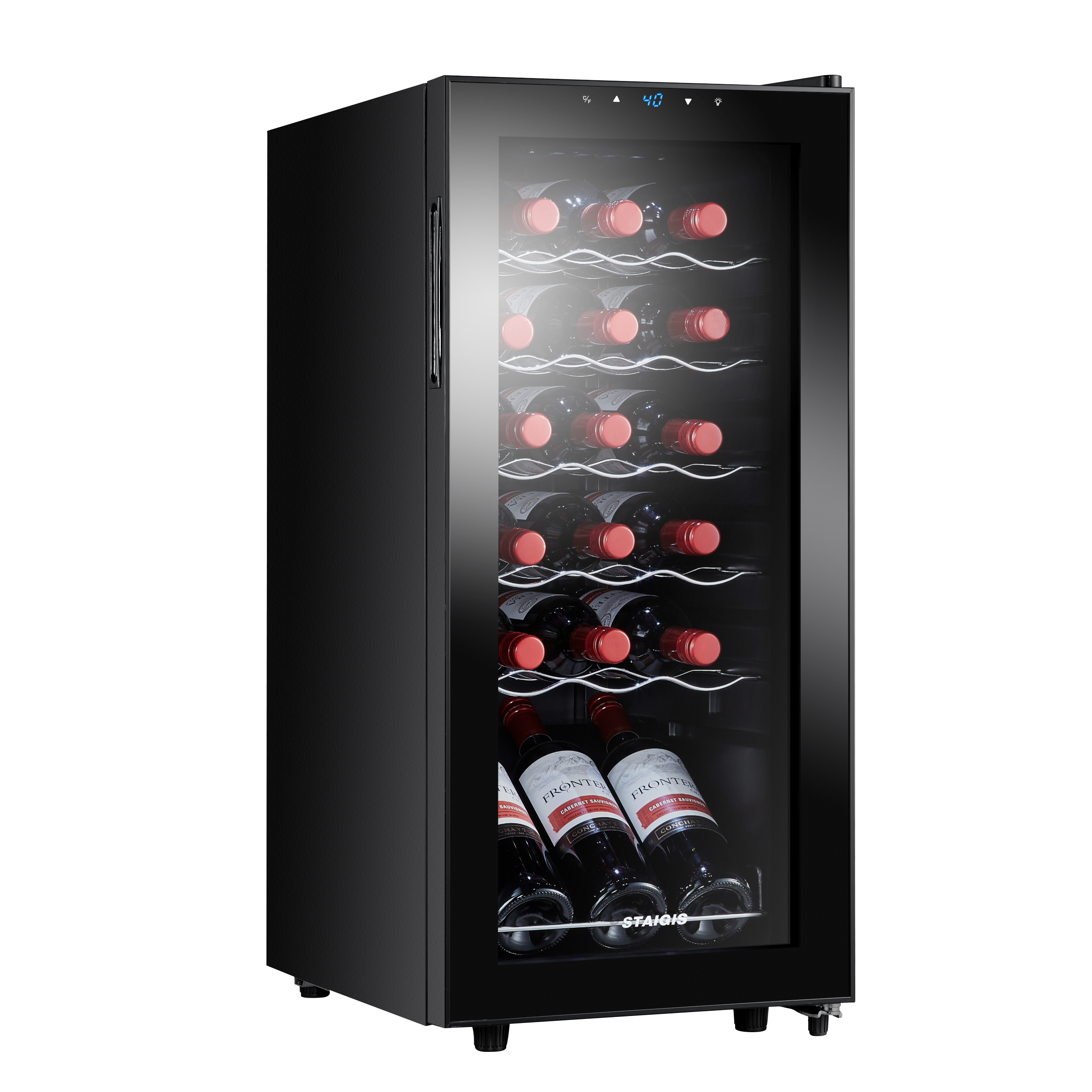 STAIGIS Beverage Refrigerator, 1.6 Cu.ft Mini Fridge w/ 45 Can Capacity,  Small Beverage Cooler for Home - Freestanding, Glass Door